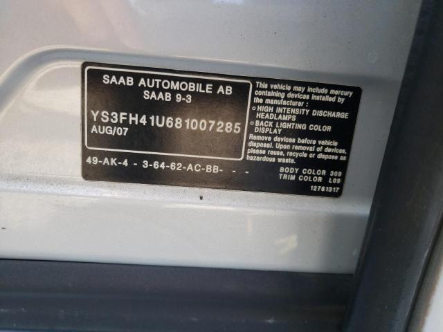 Photo 10 from auction – 2008 SAAB 9-3 AERO with VIN YS3FH41U681007285