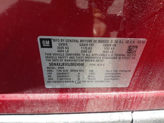 Photo 10 from auction – 2018 CHEVROLET EQUINOX LT with VIN 3GNAXJEV3JS624046