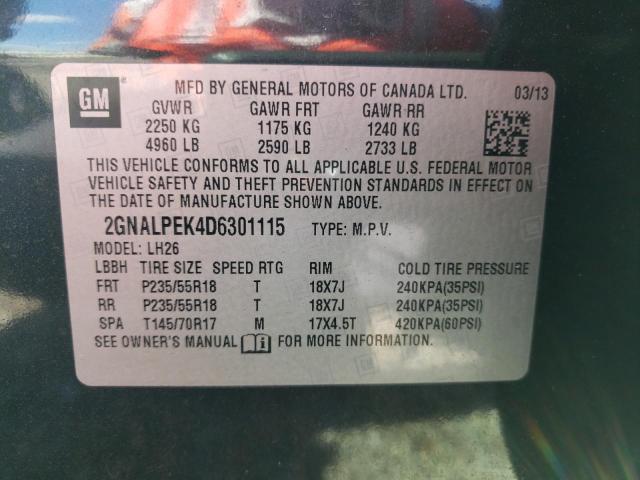 Photo 10 from auction – 2013 CHEVROLET EQUINOX LT with VIN 2GNALPEK4D6301115