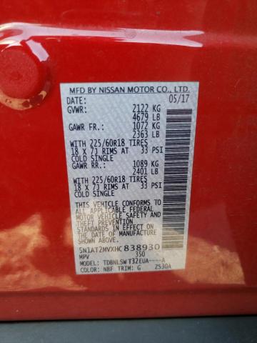 Photo 10 from auction – 2017 NISSAN ROGUE SV with VIN 5N1AT2MVXHC838930