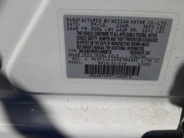 Photo 10 from auction – 2015 NISSAN SENTRA S with VIN 3N1AB7AP2FL680873
