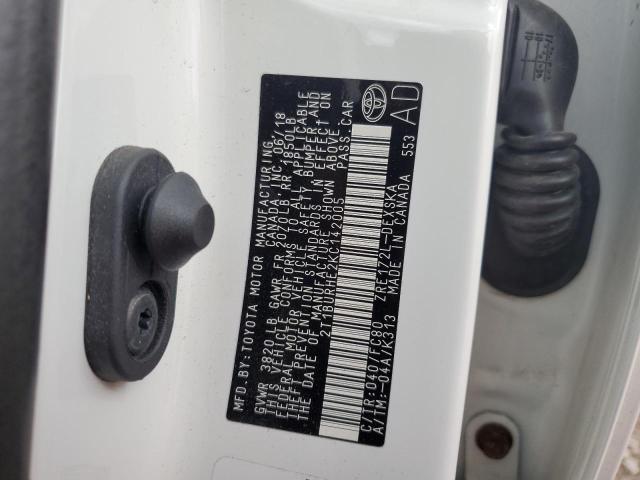 Photo 10 from auction – 2019 TOYOTA COROLLA L with VIN 2T1BURHE2KC142005