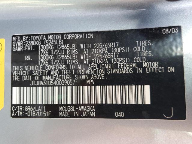 Photo 10 from auction – 2004 LEXUS RX 330 with VIN JTJHA31U540039057
