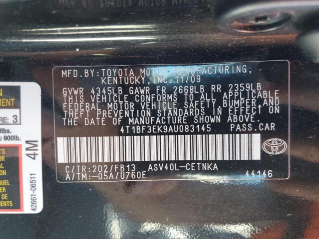 Photo 10 from auction – 2010 TOYOTA CAMRY BASE with VIN 4T1BF3EK9AU083145