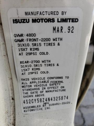Photo 10 from auction – 1992 ISUZU RODEO S with VIN 4S2CY58Z4N4325874