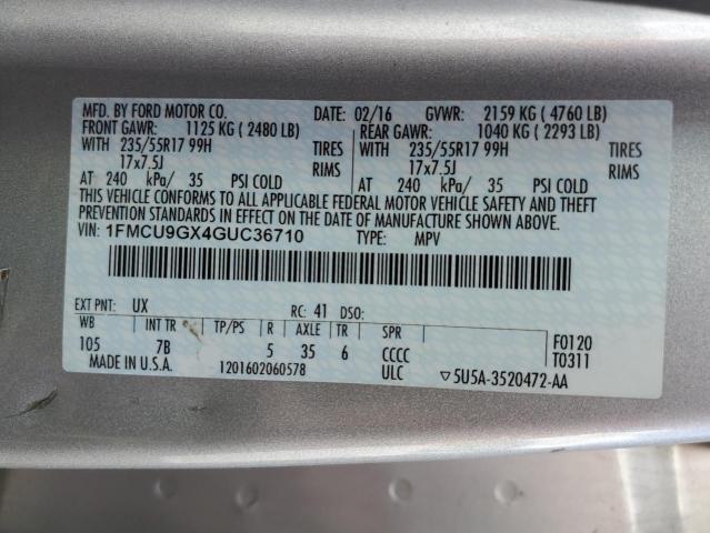 Photo 10 from auction – 2016 FORD ESCAPE SE with VIN 1FMCU9GX4GUC36710