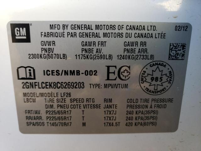 Photo 10 from auction – 2012 CHEVROLET EQUINOX LS with VIN 2GNFLCEK8C6269203
