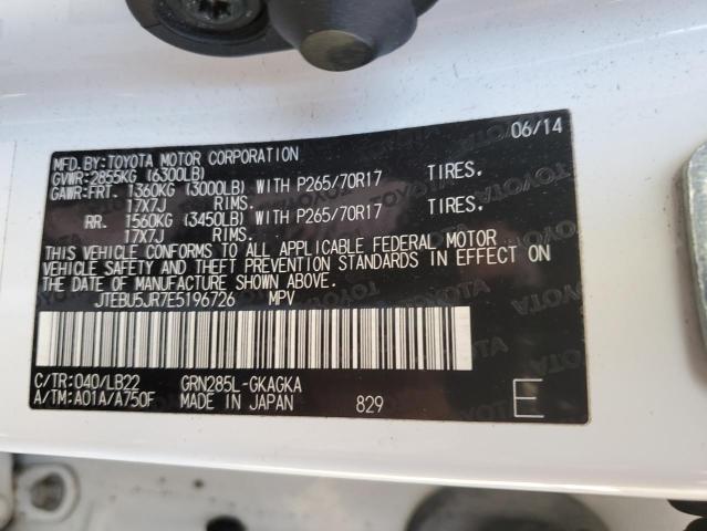 Photo 10 from auction – 2014 TOYOTA 4RUNNER SR with VIN JTEBU5JR7E5196726