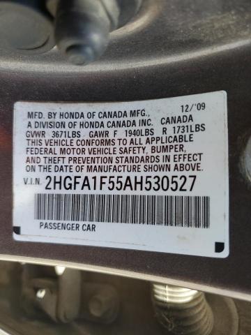 Photo 10 from auction – 2010 HONDA CIVIC LX with VIN 2HGFA1F55AH530527