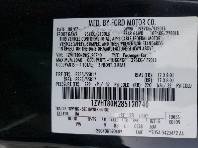 Photo 10 from auction – 2008 FORD MUSTANG with VIN 1ZVHT80N285120740