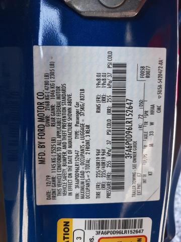 Photo 10 from auction – 2020 FORD FUSION TIT with VIN 3FA6P0D96LR152647