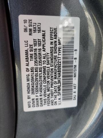 Photo 10 from auction – 2010 HONDA ODYSSEY EX with VIN 5FNRL3H74AB092217