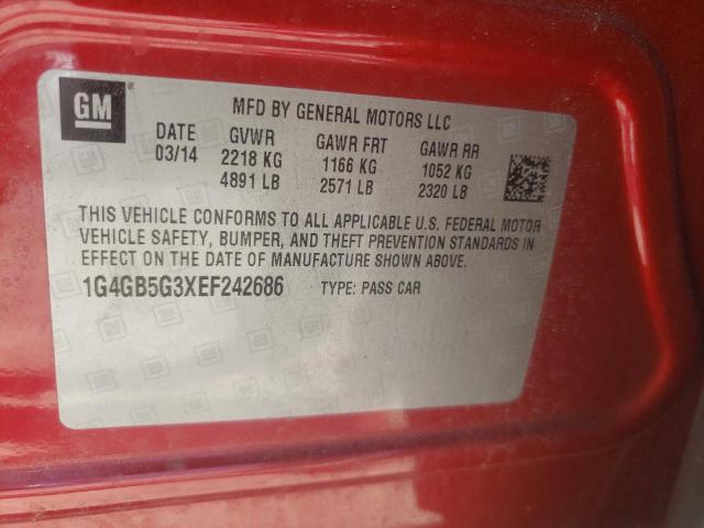 Photo 10 from auction – 2014 BUICK LACROSSE with VIN 1G4GB5G3XEF242686