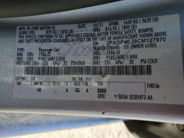Photo 10 from auction – 2012 FORD FIESTA SE with VIN 3FADP4EJ3CM127970
