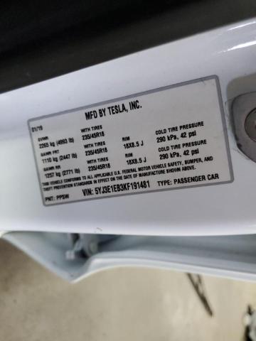 Photo 10 from auction – 2019 TESLA MODEL 3 with VIN 5YJ3E1EB3KF191481
