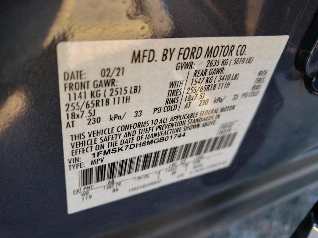 Photo 10 from auction – 2021 FORD EXPLORER X with VIN 1FMSK7DH8MGB01744