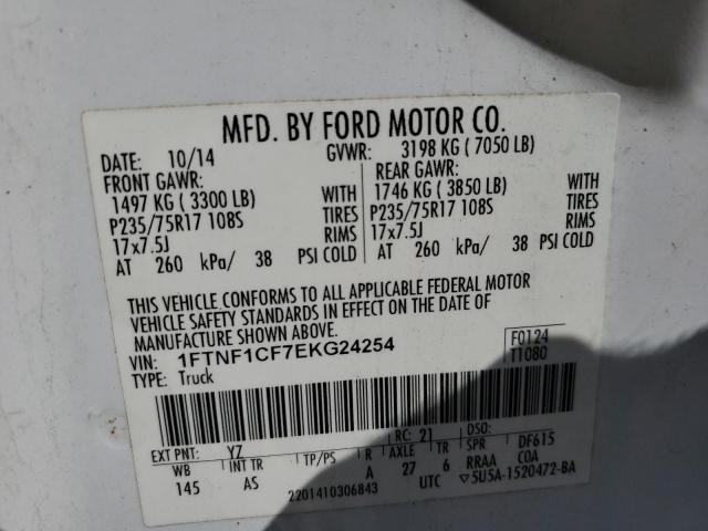 Photo 10 from auction – 2014 FORD F150 with VIN 1FTNF1CF7EKG24254