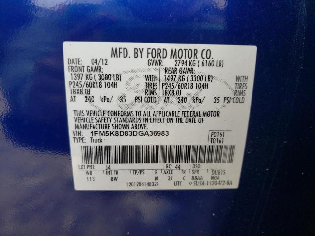 Photo 10 from auction – 2013 FORD EXPLORER X with VIN 1FM5K8D83DGA36983