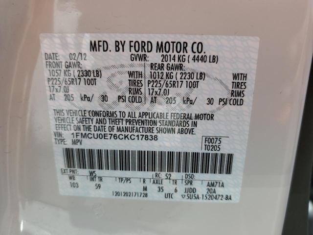 Photo 10 from auction – 2012 FORD ESCAPE LIM with VIN 1FMCU0E76CKC17838