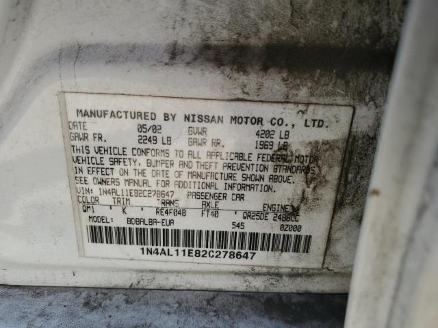 Photo 10 from auction – 2002 NISSAN ALTIMA BAS with VIN 1N4AL11E82C278647