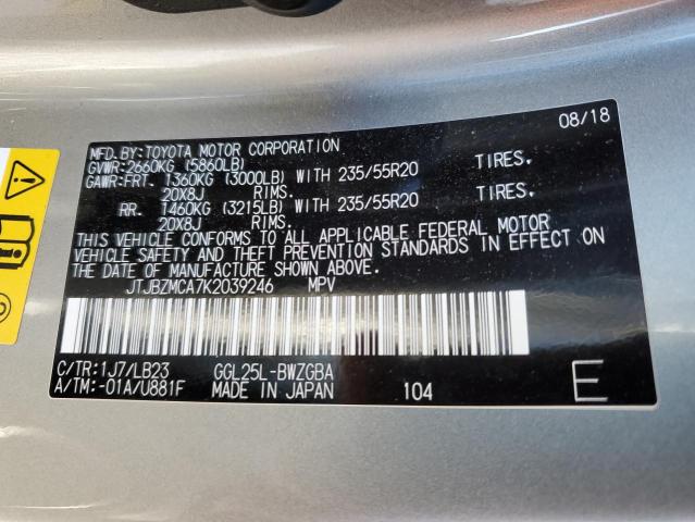 Photo 10 from auction – 2019 LEXUS RX 350 BAS with VIN JTJBZMCA7K2039246