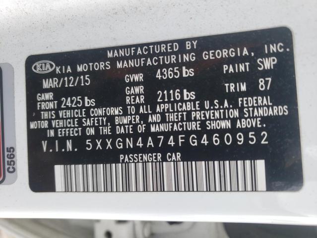 Photo 10 from auction – 2015 KIA OPTIMA EX with VIN 5XXGN4A74FG460952