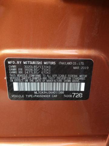 Photo 10 from auction – 2019 MITSUBISHI MIRAGE ES with VIN ML32A3HJ2KH011366