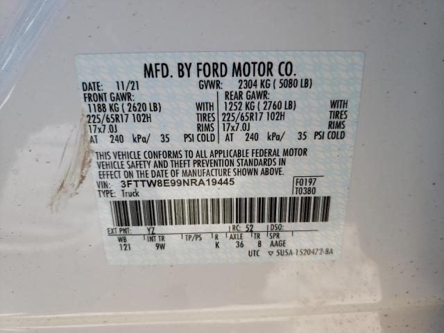 Photo 10 from auction – 2022 FORD MAVERICK X with VIN 3FTTW8E99NRA19445