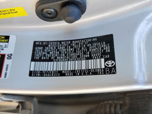 Photo 10 from auction – 2017 TOYOTA COROLLA L with VIN 5YFBURHE3HP630386