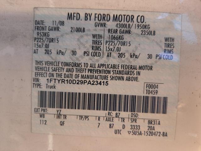 Photo 10 from auction – 2009 FORD RANGER with VIN 1FTYR10D29PA23415