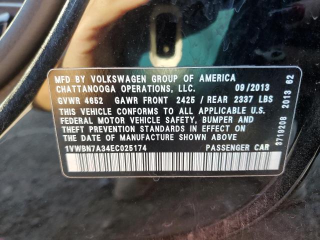 Photo 10 from auction – 2014 VOLKSWAGEN PASSAT SE with VIN 1VWBN7A34EC025174