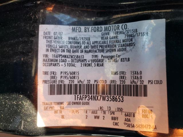 Photo 10 from auction – 2007 FORD FOCUS ZX4 with VIN 1FAFP34NX7W358653