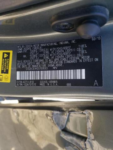 Photo 10 from auction – 2013 TOYOTA HIGHLANDER with VIN 5TDZK3EH4DS109503