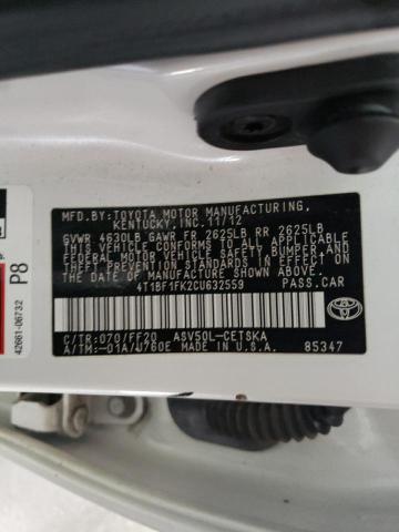 Photo 10 from auction – 2012 TOYOTA CAMRY BASE with VIN 4T1BF1FK2CU632559