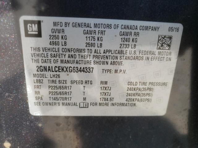 Photo 10 from auction – 2016 CHEVROLET EQUINOX LT with VIN 2GNALCEKXG6344337