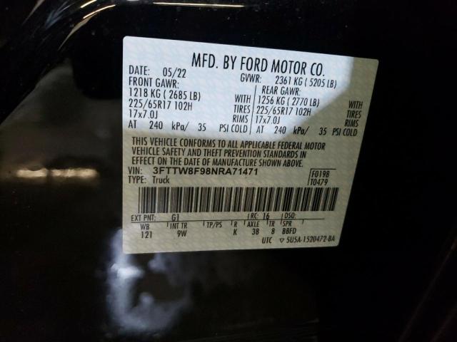Photo 10 from auction – 2022 FORD MAVERICK X with VIN 3FTTW8F98NRA71471