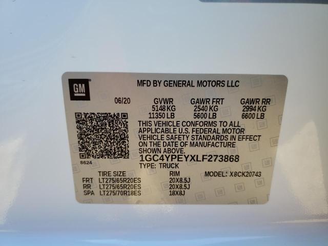 Photo 10 from auction – 2020 CHEVROLET SILVERADO with VIN 1GC4YPEYXLF273868