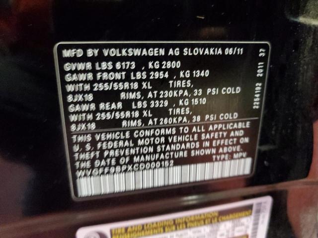 Photo 10 from auction – 2012 VOLKSWAGEN TOUAREG V6 with VIN WVGFF9BPXCD000152
