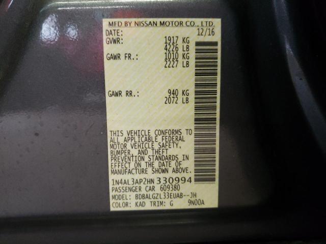 Photo 10 from auction – 2017 NISSAN ALTIMA 2.5 with VIN 1N4AL3AP2HN330994