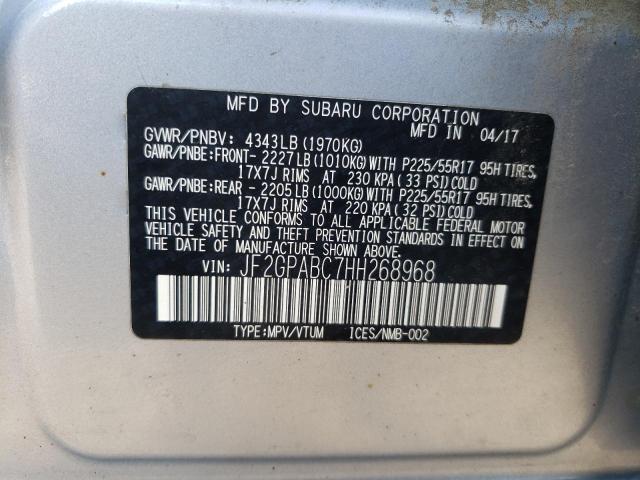 Photo 10 from auction – 2017 SUBARU CROSSTREK with VIN JF2GPABC7HH268968
