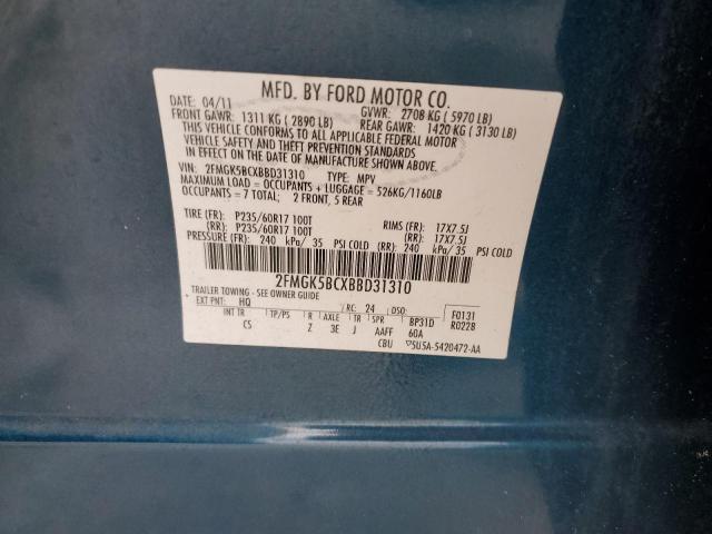 Photo 10 from auction – 2011 FORD FLEX SE with VIN 2FMGK5BCXBBD31310