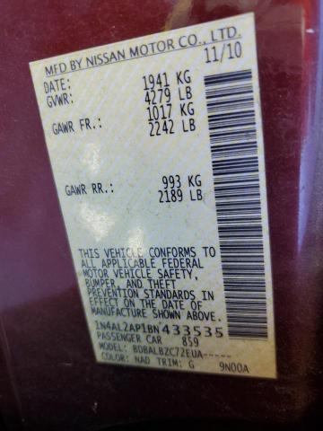 Photo 10 from auction – 2011 NISSAN ALTIMA BAS with VIN 1N4AL2AP1BN433535