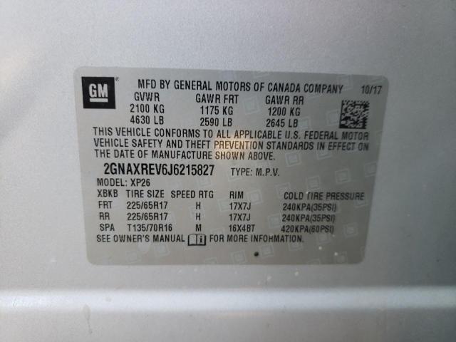 Photo 10 from auction – 2018 CHEVROLET EQUINOX LS with VIN 2GNAXREV6J6215827