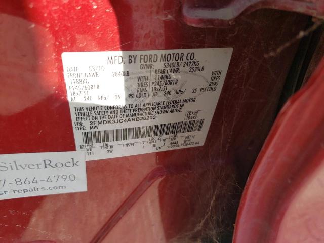 Photo 10 from auction – 2010 FORD EDGE SEL with VIN 2FMDK3JC4ABB26203