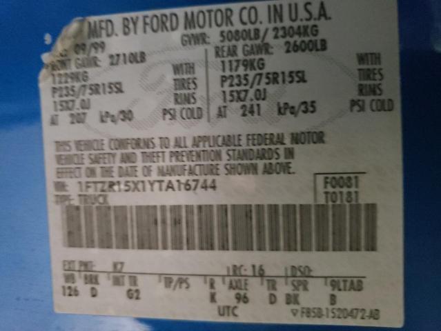 Photo 10 from auction – 2000 FORD RANGER SUP with VIN 1FTZR15X1YTA16744