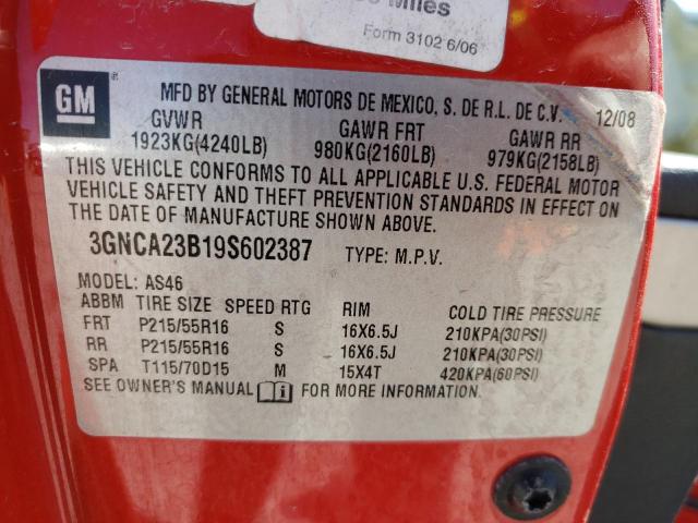 Photo 10 from auction – 2009 CHEVROLET HHR LT with VIN 3GNCA23B19S602387
