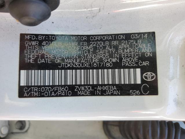 Photo 10 from auction – 2014 TOYOTA PRIUS with VIN JTDKN3DUXE1817180