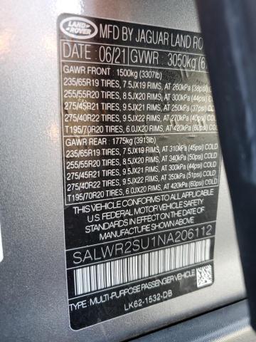 Photo 10 from auction – 2022 LAND ROVER RANGE ROVE with VIN SALWR2SU1NA206112