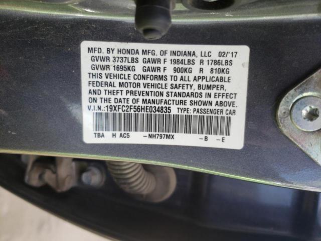 Photo 10 from auction – 2017 HONDA CIVIC LX with VIN 19XFC2F56HE034835