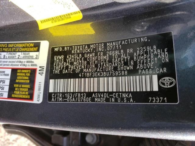 Photo 10 from auction – 2011 TOYOTA CAMRY BASE with VIN 4T1BF3EK3BU759588